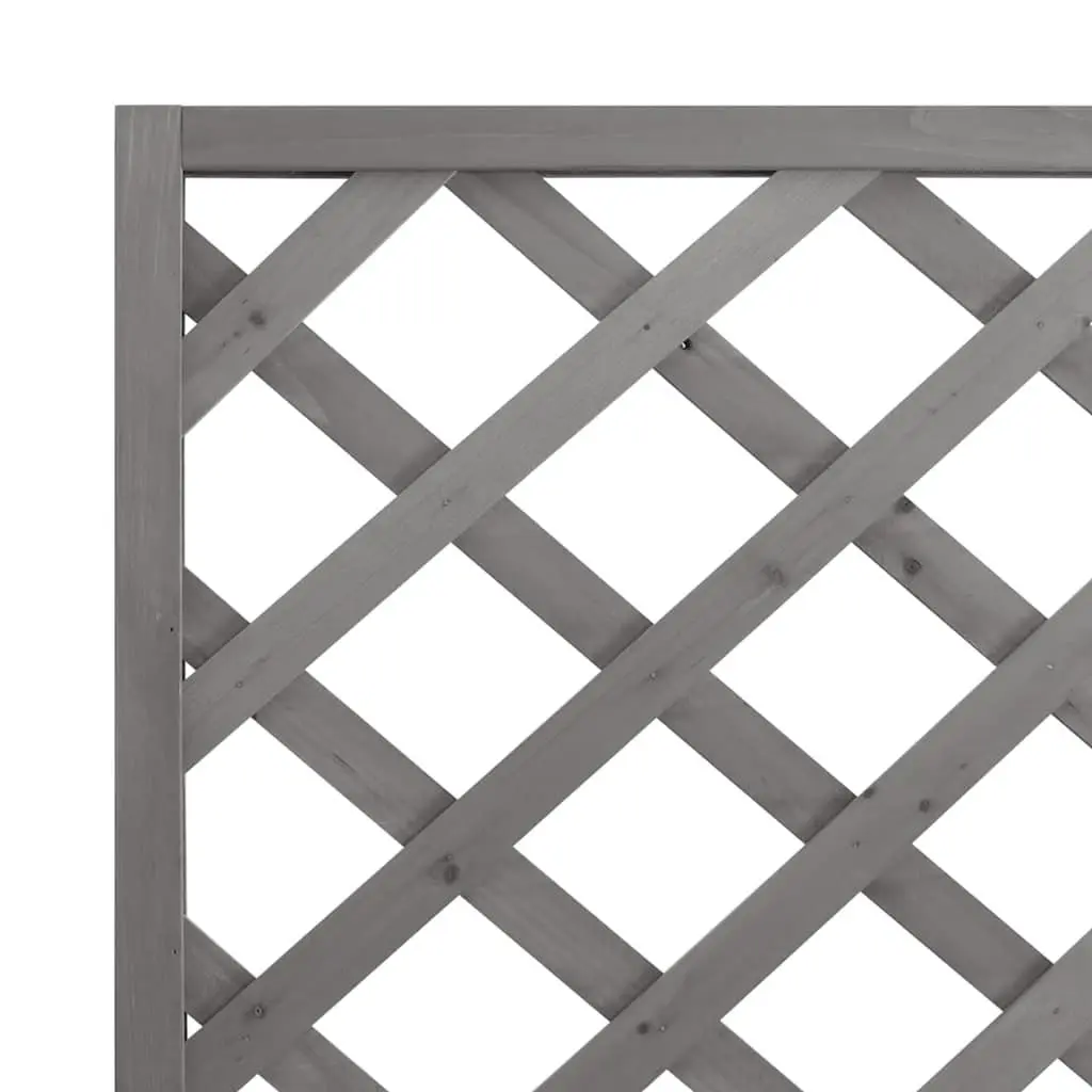 Wooden Planter Box Grey with Trellis Deep Wide Planting Bed for Flowers Herbs Climbing Plants Support