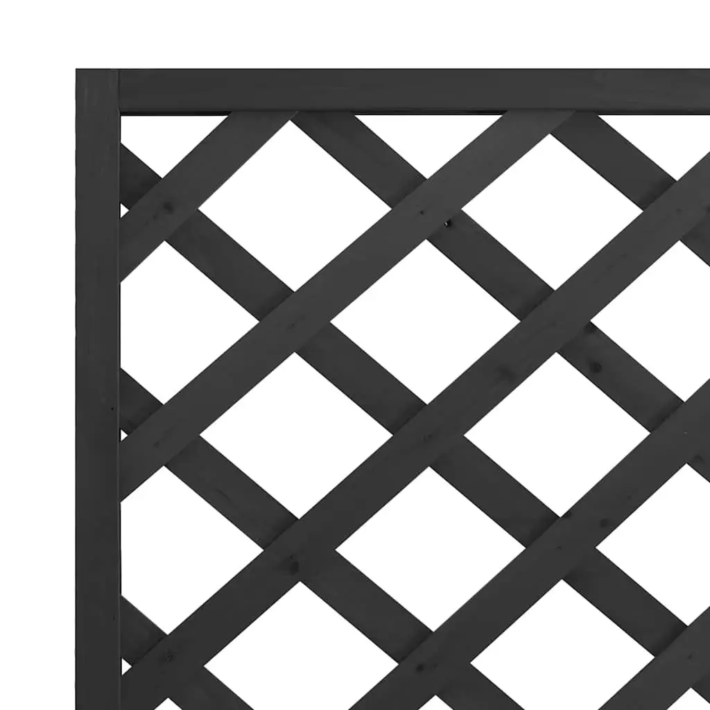 Wooden Planter Black Solid Fir Integrated Trellis for Climbing Plants Garden Patio