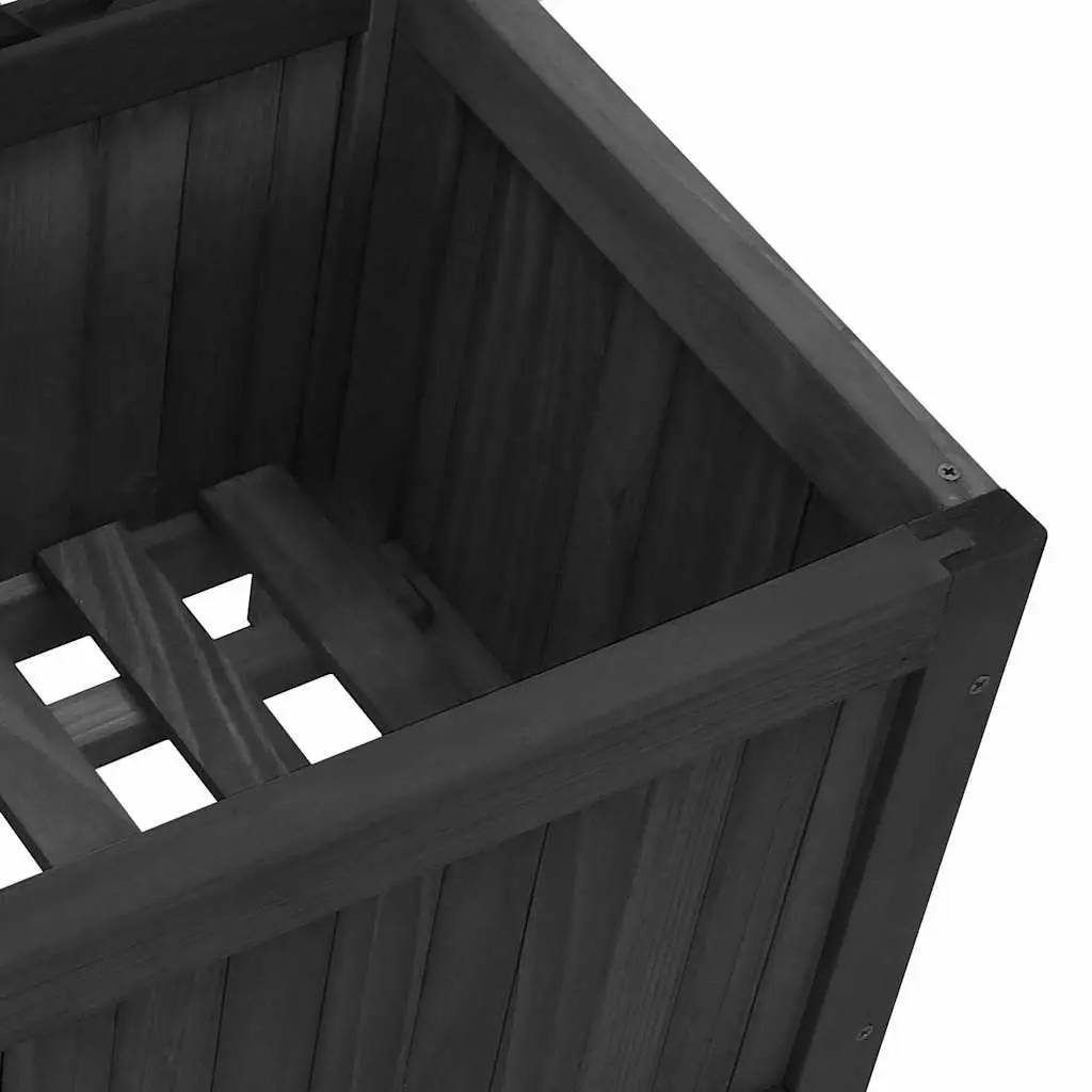Wooden Planter Black Solid Fir Integrated Trellis for Climbing Plants Garden Patio
