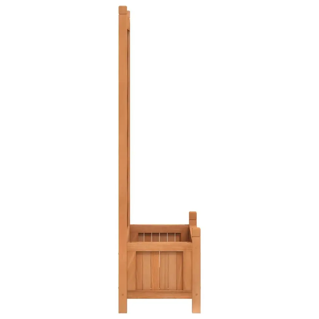 Wooden Planter Brown Solid Fir with Integrated Trellis for Climbing Plants Outdoor Garden Patio