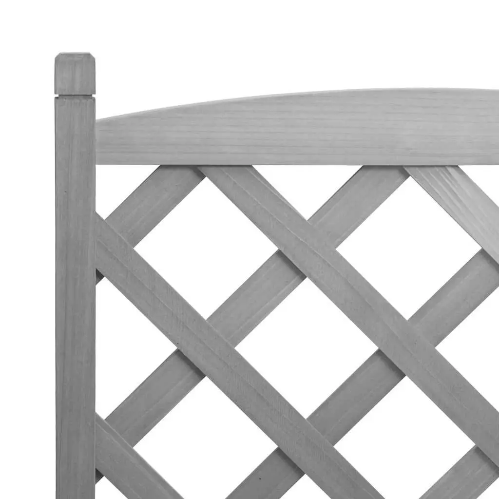 Wooden Planter Grey Solid Fir Wood Integrated Trellis for Climbing Plants