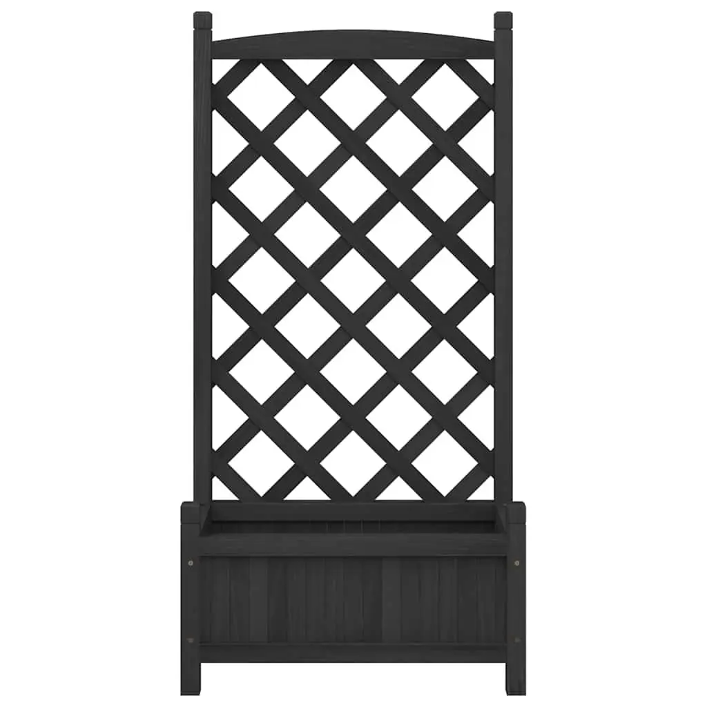 Wooden Planter Black Fir with Trellis for Climbing Plants Outdoor Garden Patio
