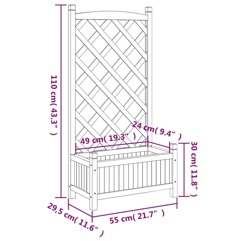 Wooden Planter Black Fir with Trellis for Climbing Plants Outdoor Garden Patio
