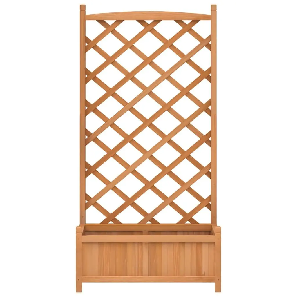Wooden Planter Brown Fir Integrated Trellis Climbing Plant Support