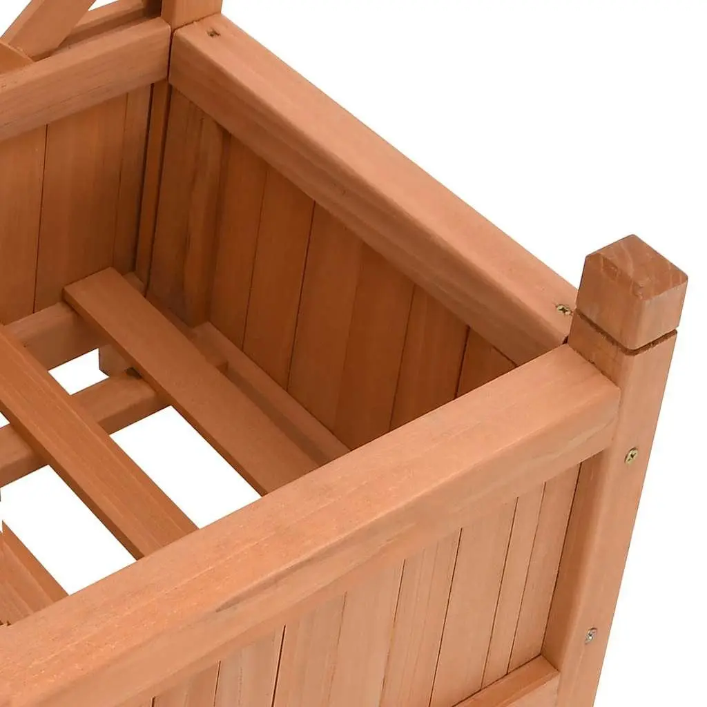 Wooden Planter Brown Fir Integrated Trellis Climbing Plant Support