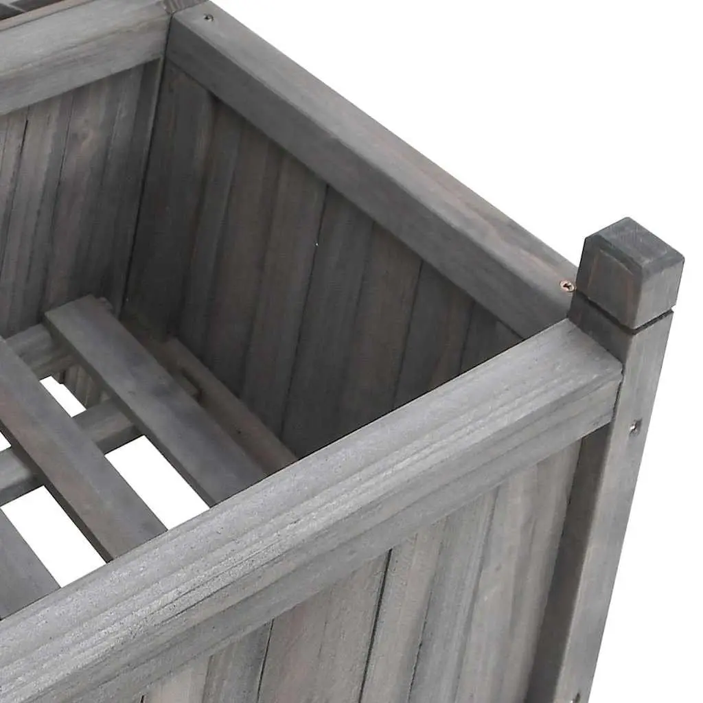 Wooden Planter Grey Solid Fir Integrated Trellis for Climbing Plants