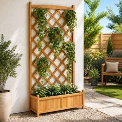 Wooden Planter with Trellis for Climbing Plants