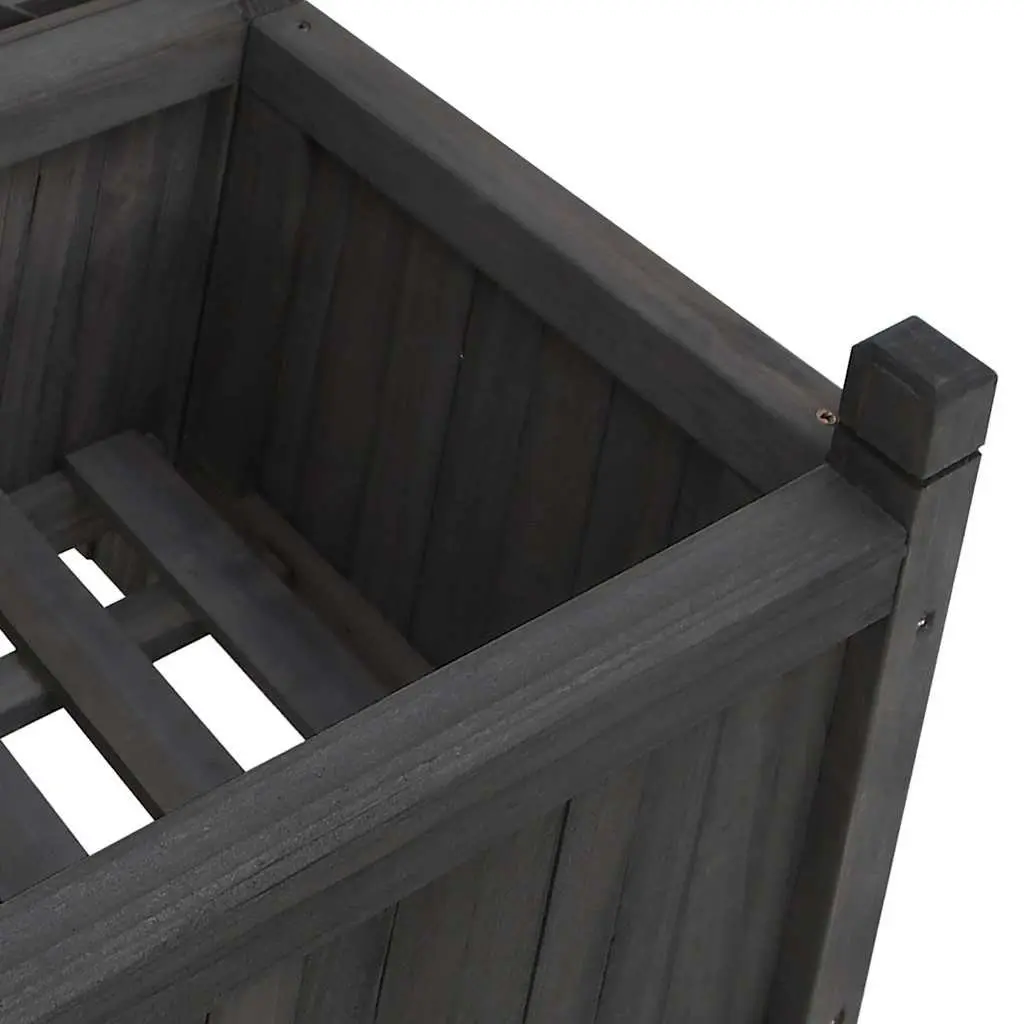 Wooden Planter Black Solid Fir with Trellis for Climbing Plants Support Garden Patio
