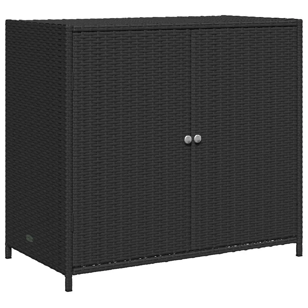 Garden Storage Cabinet Outdoor Black Poly Rattan Patio Furniture Organiser Box