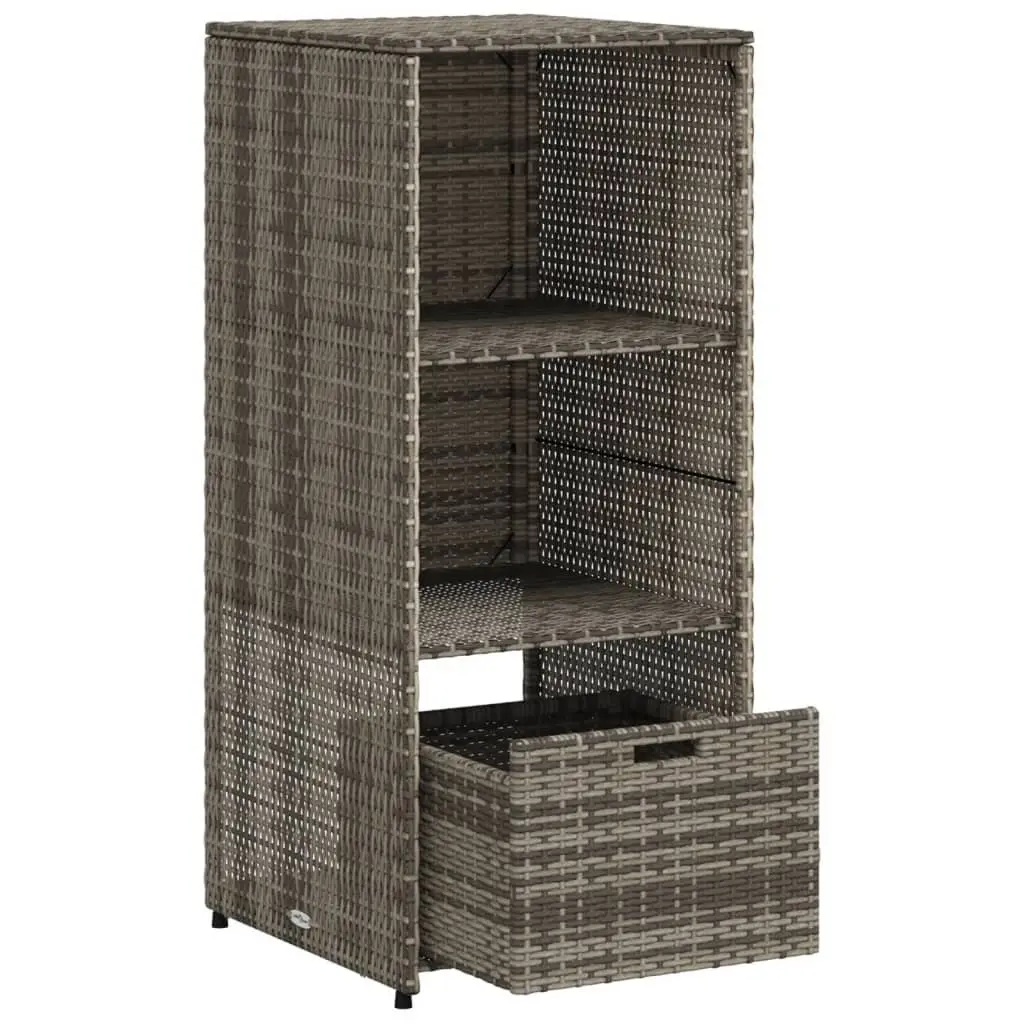 Garden Storage Cabinet Grey Outdoor Furniture Poly Rattan 50x55x115cm Shelves