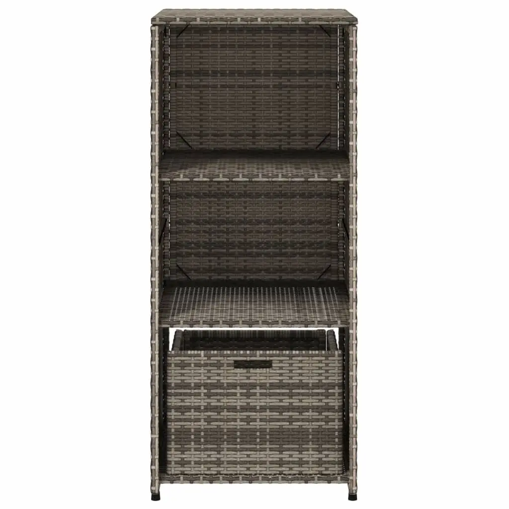 Garden Storage Cabinet Grey Outdoor Furniture Poly Rattan 50x55x115cm Shelves