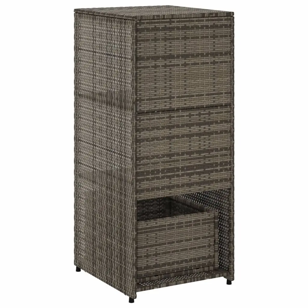 Garden Storage Cabinet Grey Outdoor Furniture Poly Rattan 50x55x115cm Shelves