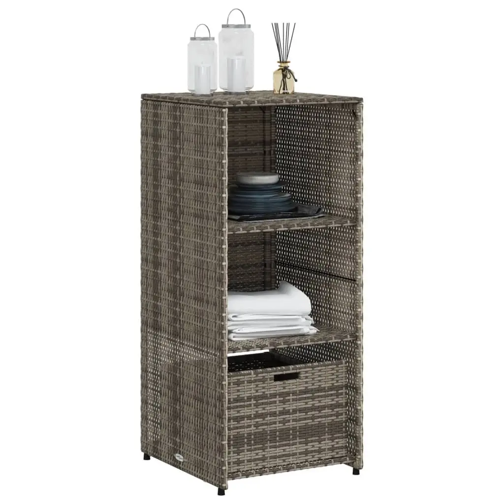 Garden Storage Cabinet Grey Outdoor Furniture Poly Rattan 50x55x115cm Shelves