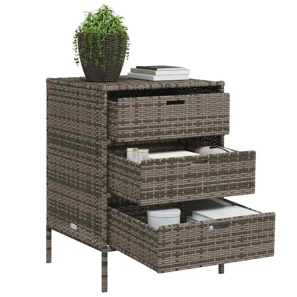 Grey Garden Storage Cabinet with 3 Drawers