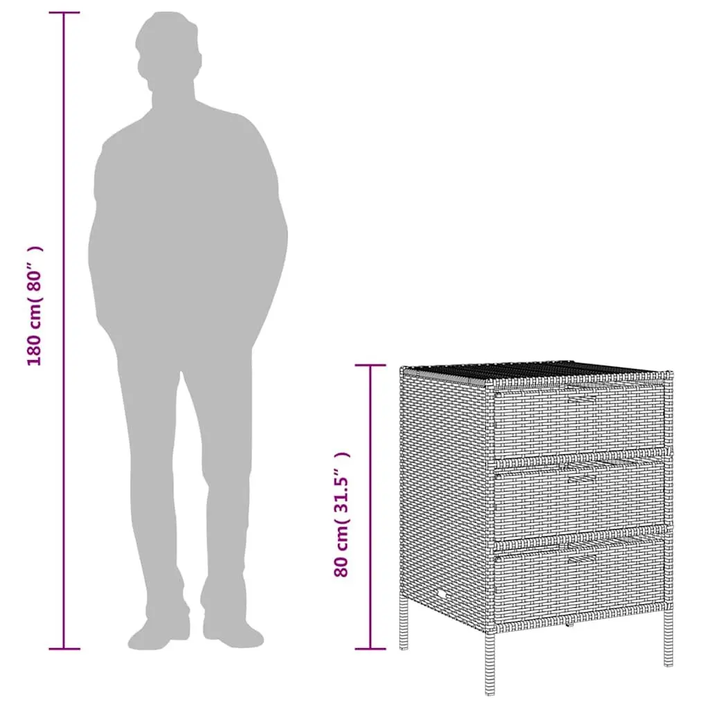 Grey Garden Storage Cabinet with 3 Drawers