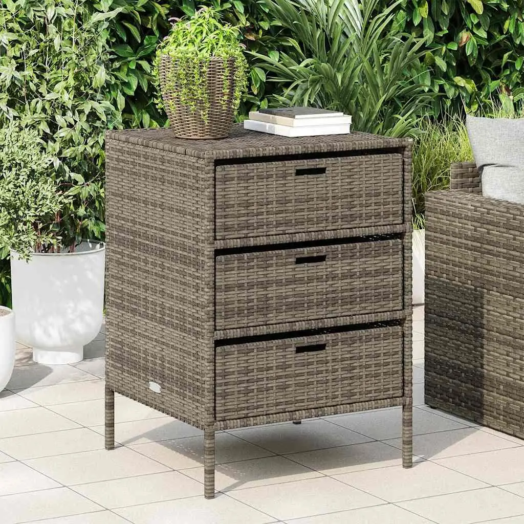 Grey Garden Storage Cabinet with 3 Drawers