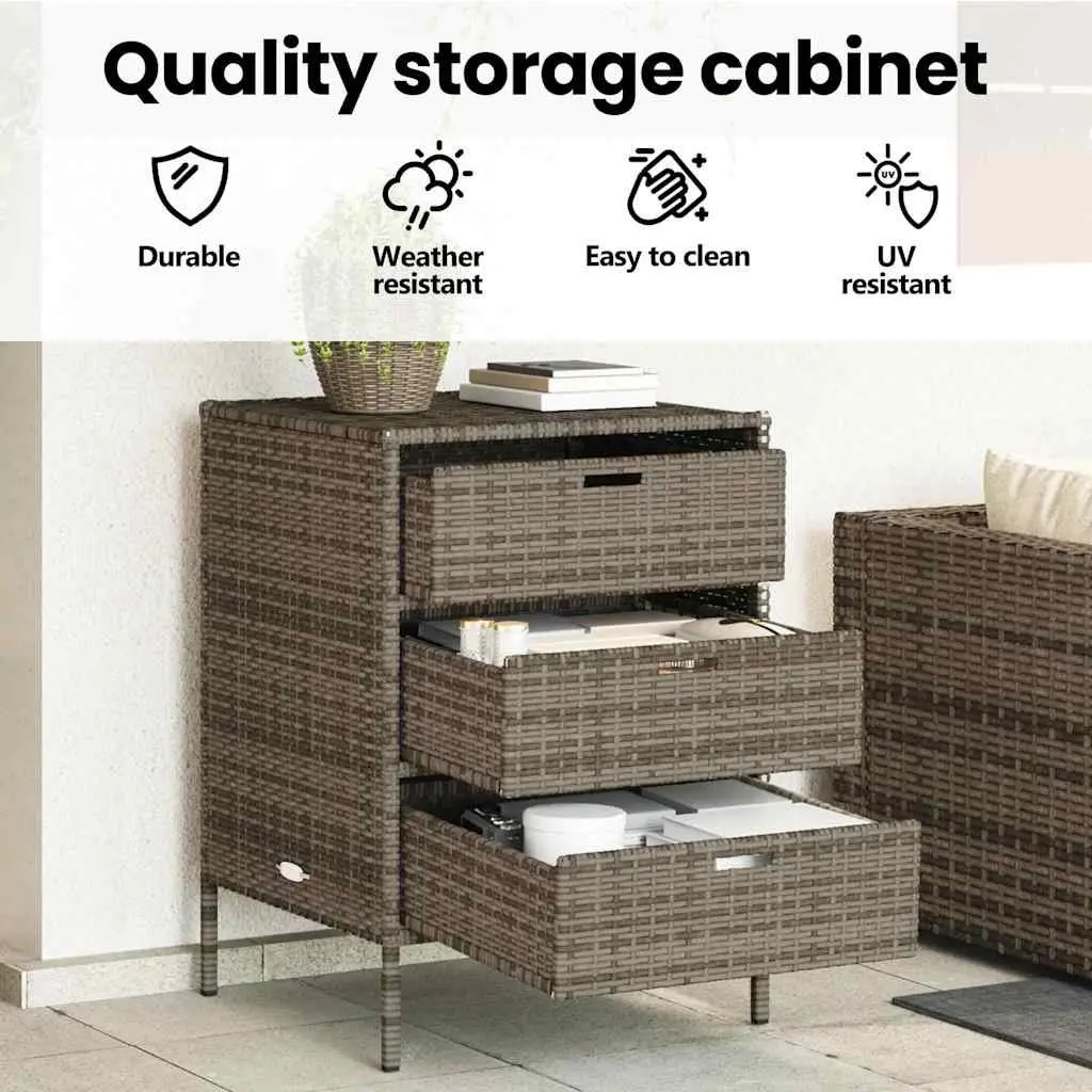 Grey Garden Storage Cabinet with 3 Drawers