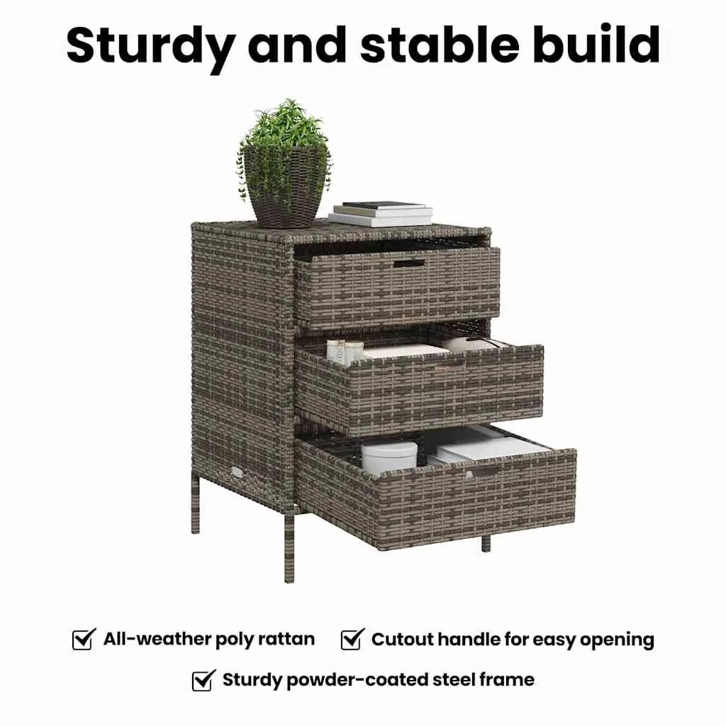 Grey Garden Storage Cabinet with 3 Drawers