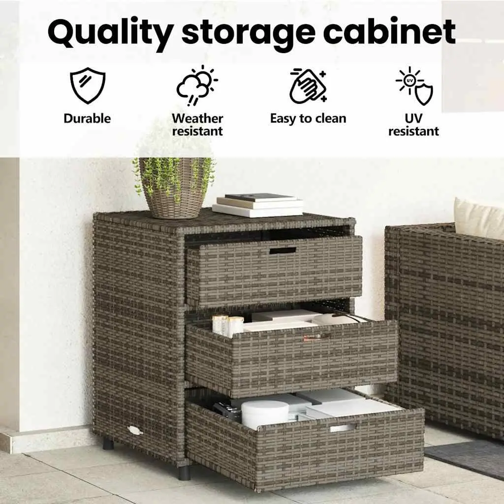 Grey Garden Storage Cabinet with 3 Drawers