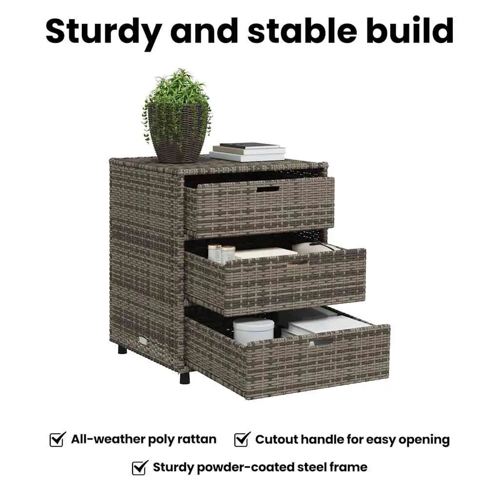Grey Garden Storage Cabinet with 3 Drawers