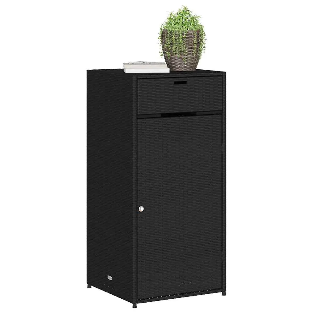 Outdoor Storage Cabinet Black Poly Rattan Weatherproof Durable 55cm x 55cm x 111cm