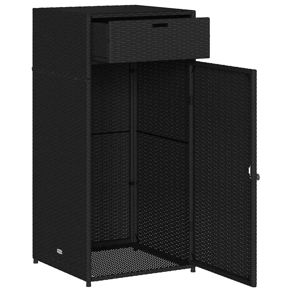 Outdoor Storage Cabinet Black Poly Rattan Weatherproof Durable 55cm x 55cm x 111cm