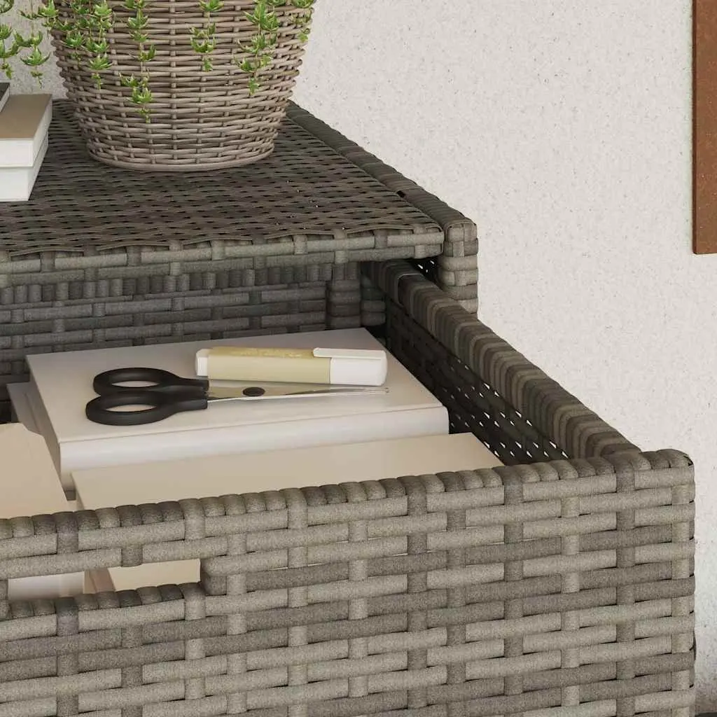 Garden Storage Cabinet Outdoor Grey PE Rattan Poly Storage Box Furniture