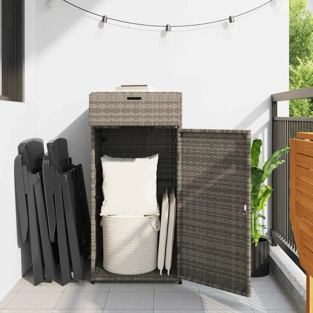 Garden Storage Cabinet Outdoor Grey PE Rattan Poly Storage Box Furniture