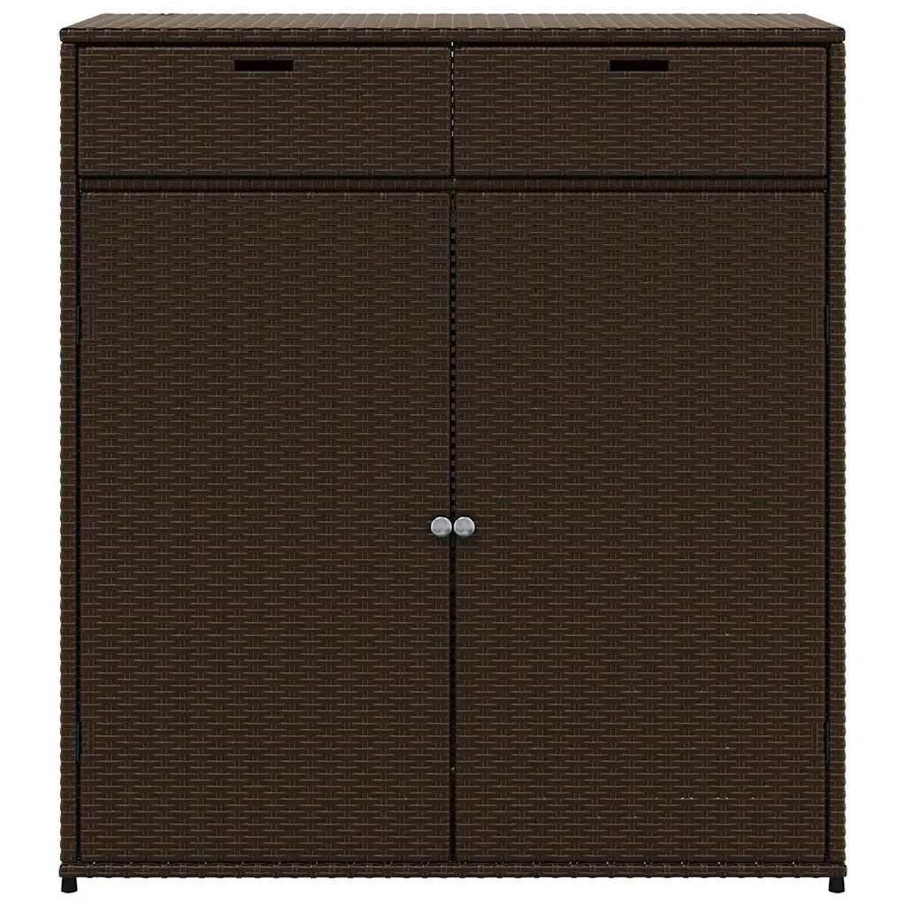 Garden Storage Cabinet Brown Outdoor Furniture Rattan Large Capacity Durable PE Rattan
