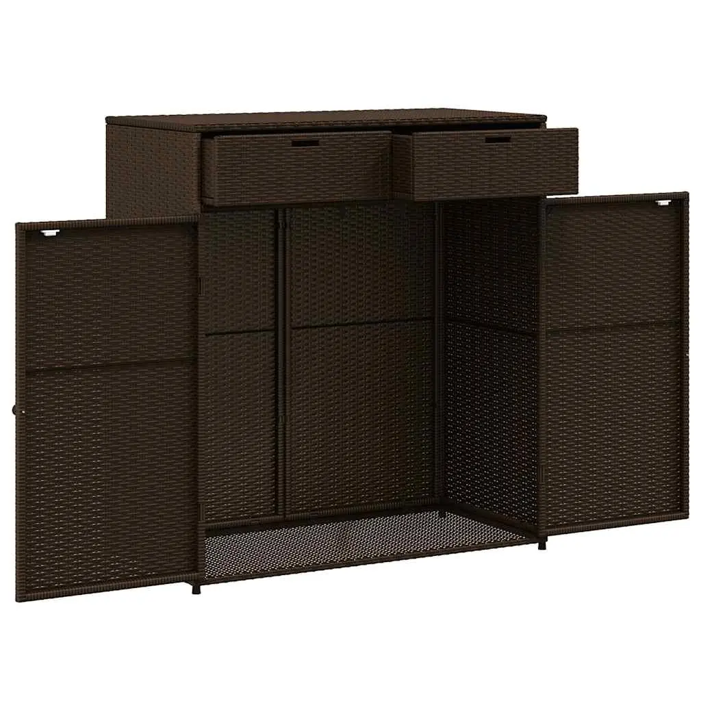 Garden Storage Cabinet Brown Outdoor Furniture Rattan Large Capacity Durable PE Rattan