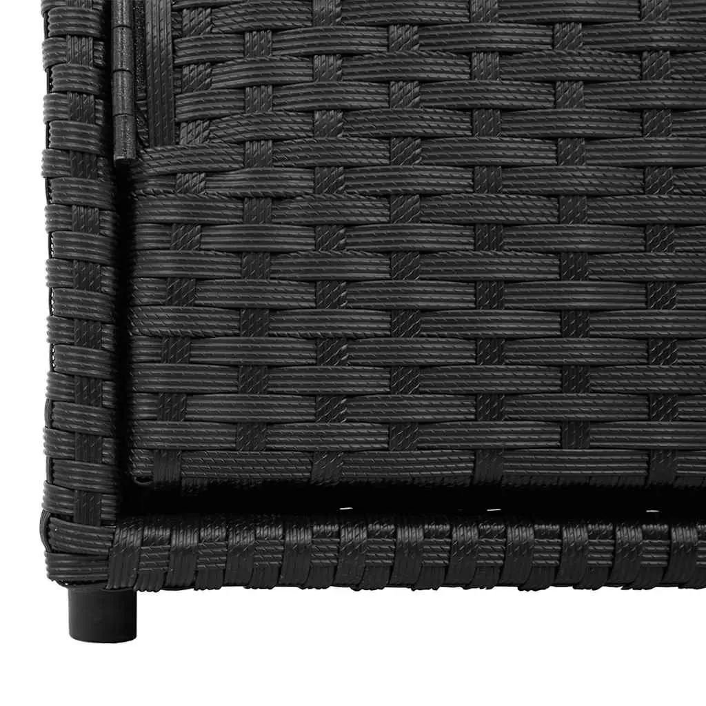 Garden Storage Cabinet Black Outdoor Poly Rattan 110x55x60.5cm Doors Lid