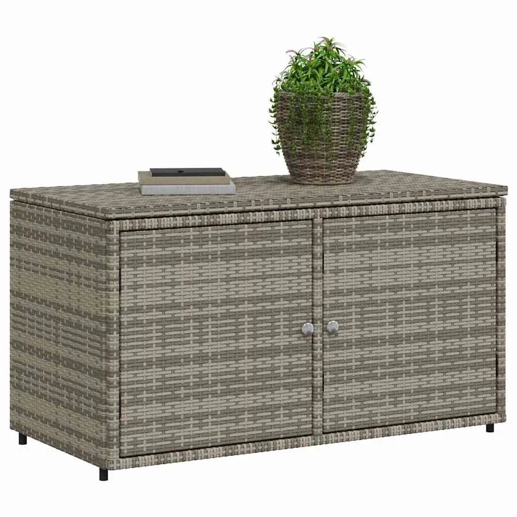 Garden Storage Cabinet Grey Outdoor Poly Rattan Furniture with Doors Patio
