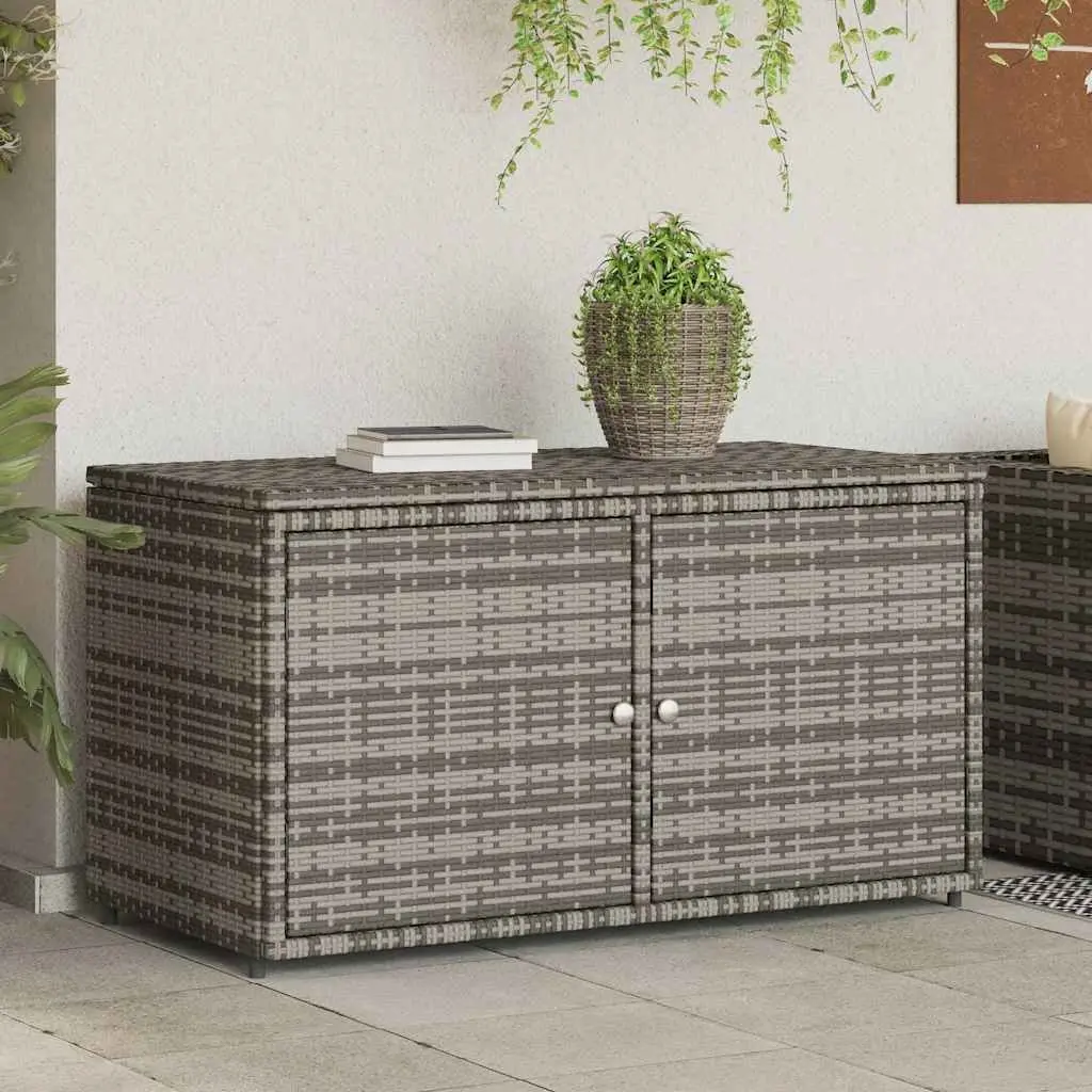 Garden Storage Cabinet Grey Outdoor Poly Rattan Furniture with Doors Patio