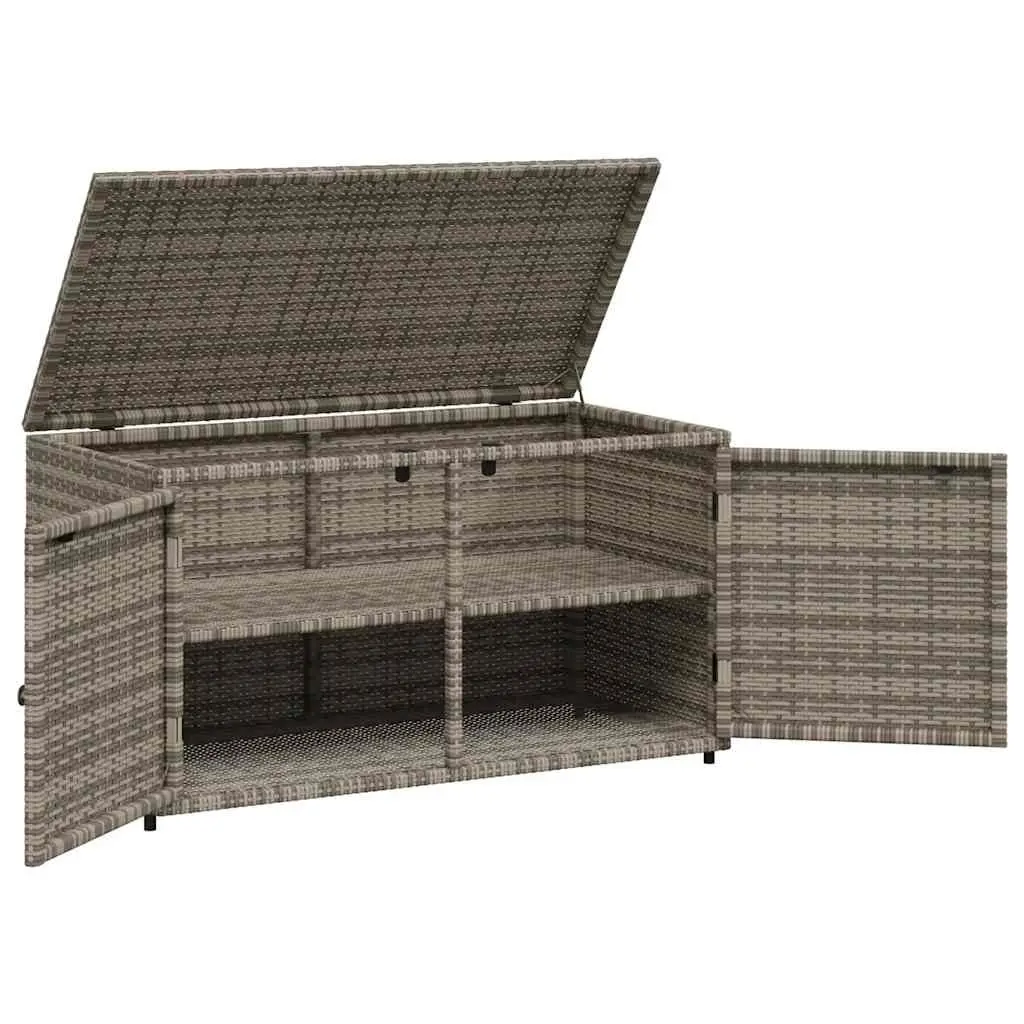 Garden Storage Cabinet Grey Outdoor Poly Rattan Furniture with Doors Patio