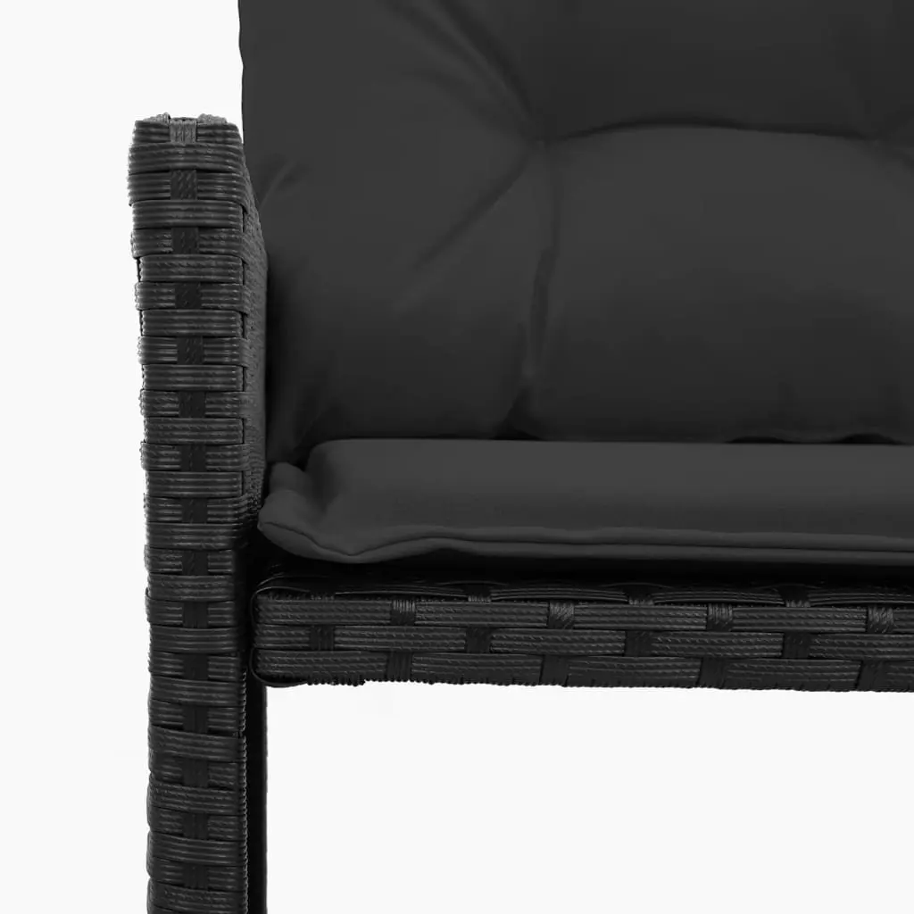 L-Shaped Garden Sofa Set Black Poly Rattan Outdoor with Table and Cushions
