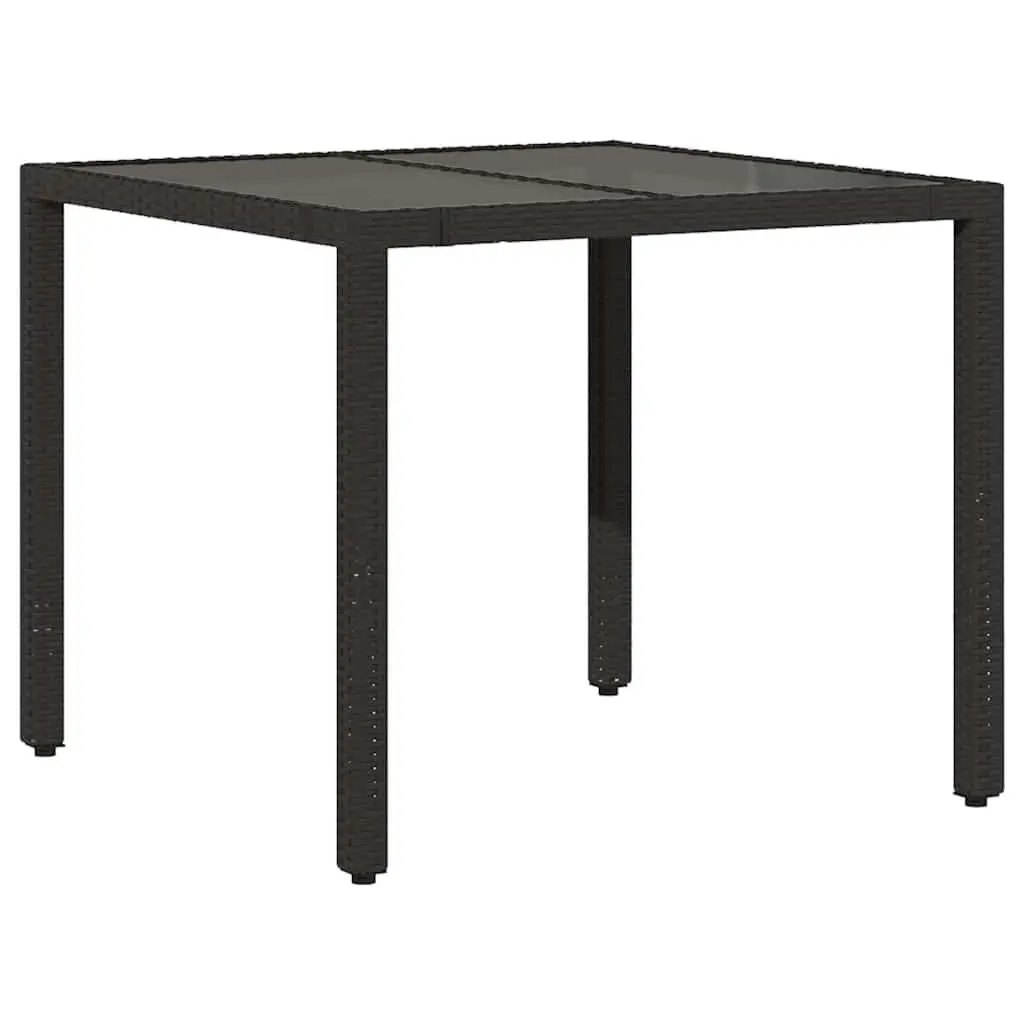 Black Glass Top Garden Table 90x90x75cm