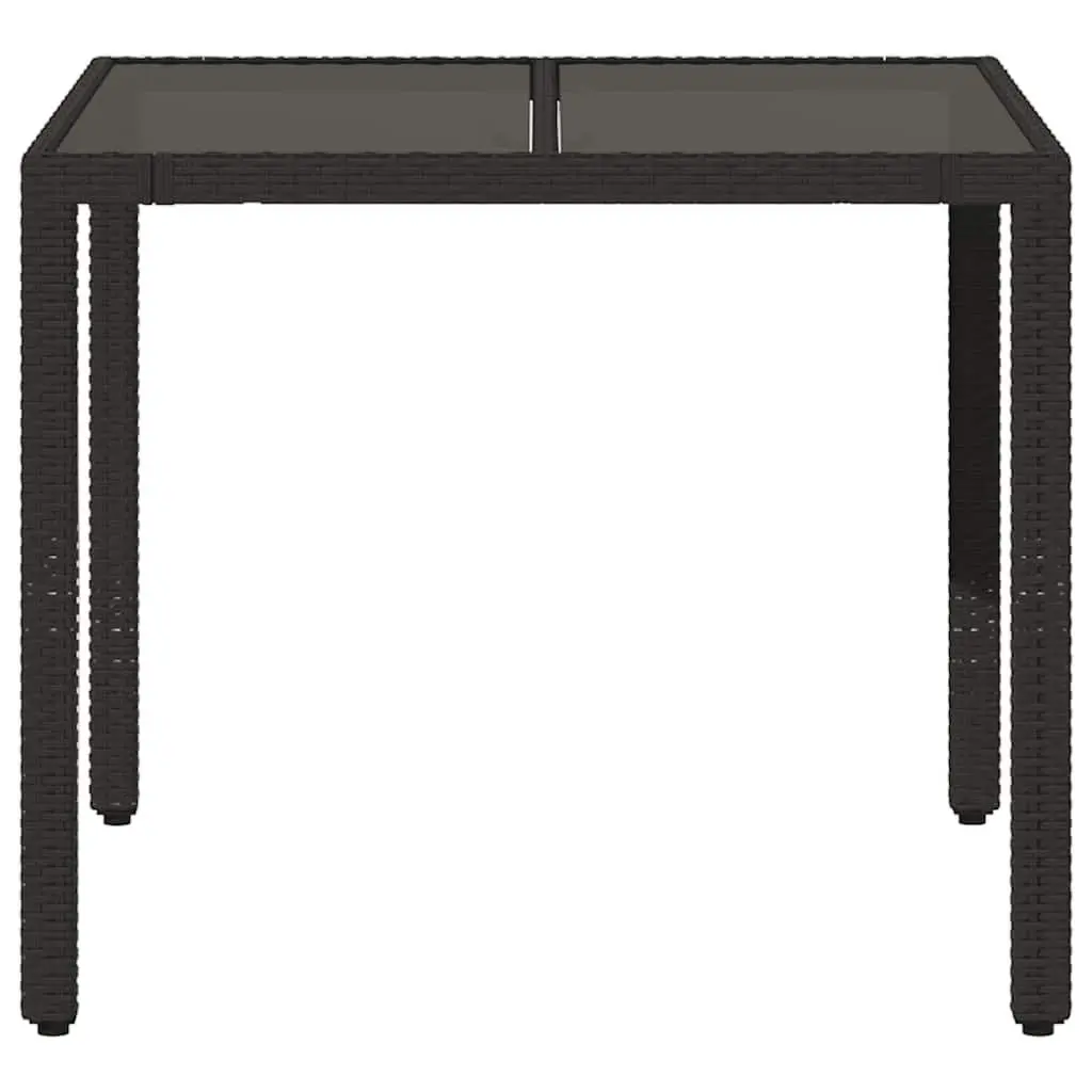 Black Glass Top Garden Table 90x90x75cm