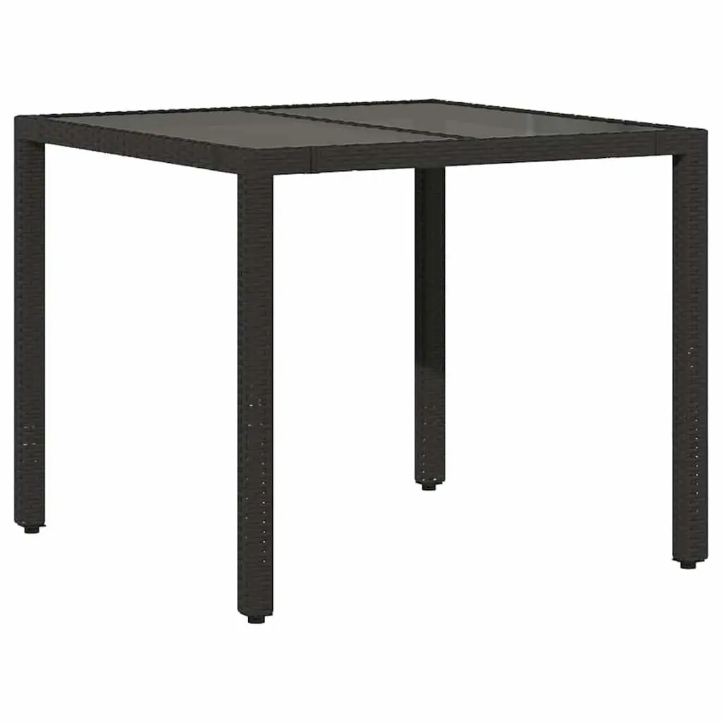 Black Glass Top Garden Table 90x90x75cm