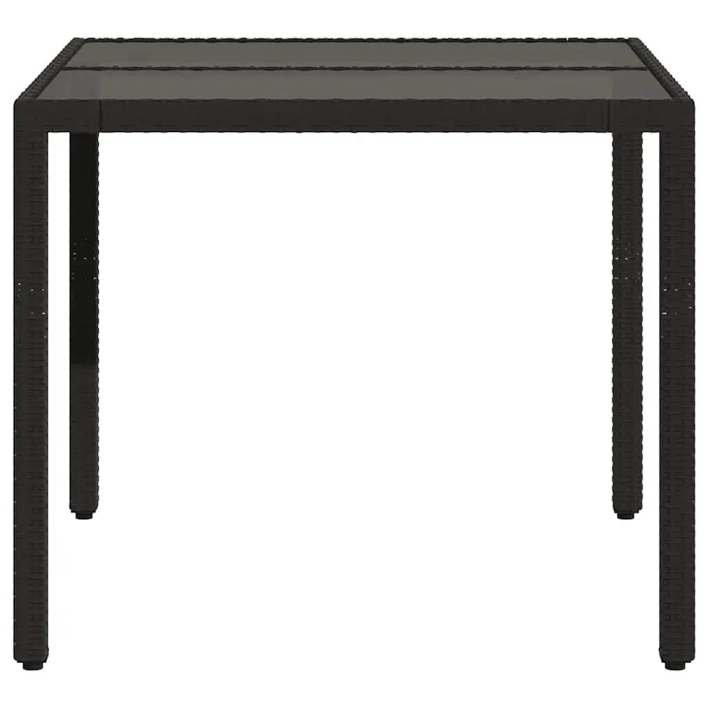 Black Glass Top Garden Table 90x90x75cm