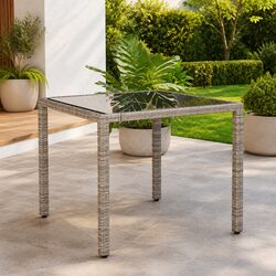 Outdoor Garden Table with Glass Top - Compact Design