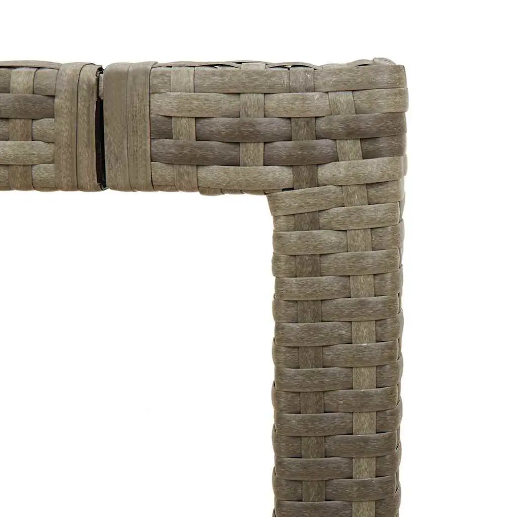 Garden Table Grey 90x90x75cm Glass Top PE Rattan Frame Outdoor Patio Furniture
