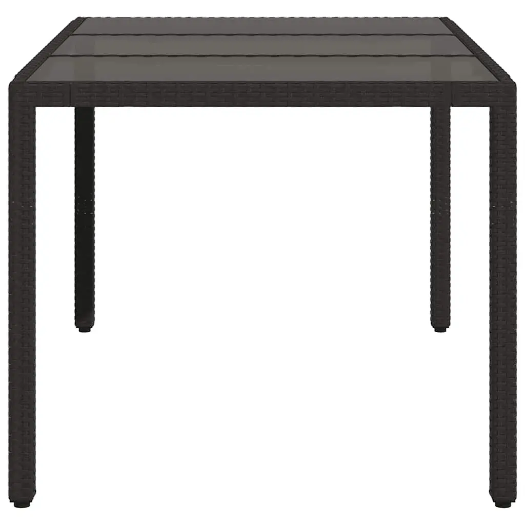 Garden Table Glass Top Black Outdoor Patio Furniture Poly Rattan Frame