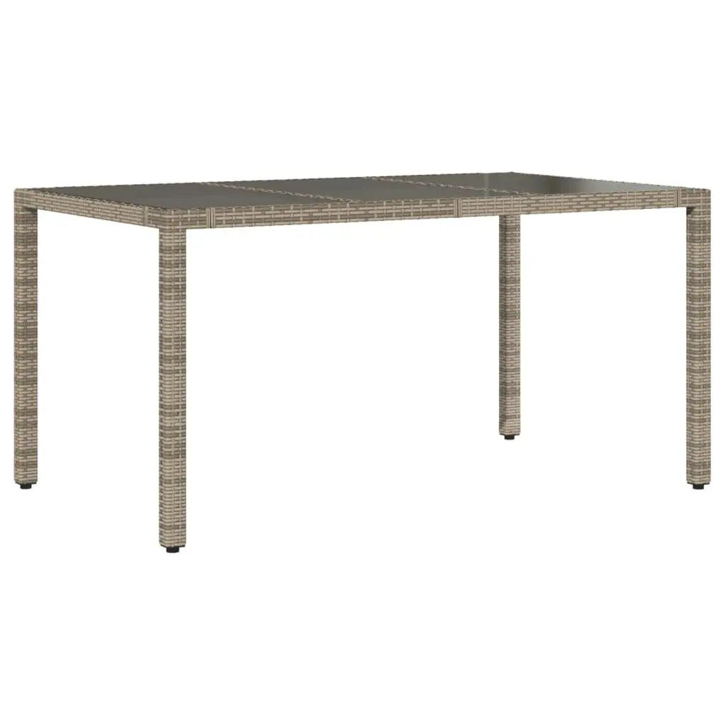 Garden Table Outdoor Patio Furniture Glass Top Grey Poly Rattan 150x90x75cm