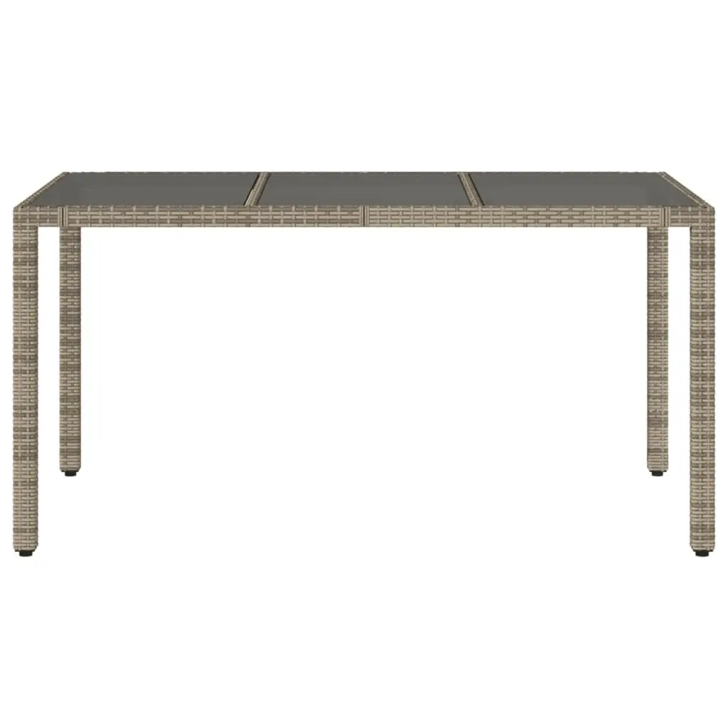 Garden Table Outdoor Patio Furniture Glass Top Grey Poly Rattan 150x90x75cm
