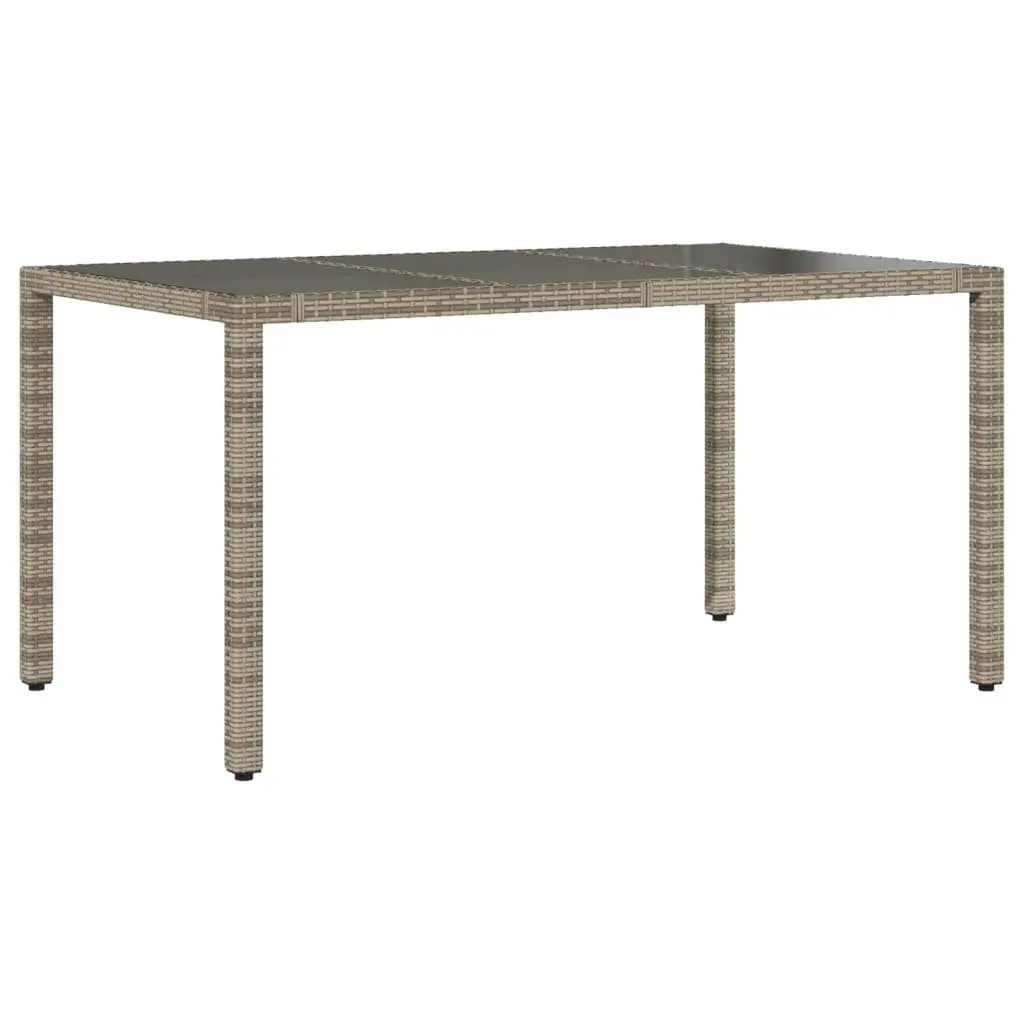 Garden Table Outdoor Patio Furniture Glass Top Grey Poly Rattan 150x90x75cm