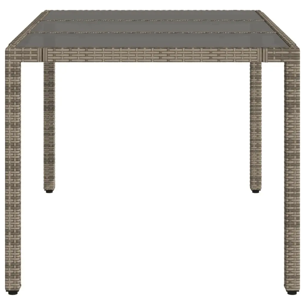Garden Table Outdoor Patio Furniture Glass Top Grey Poly Rattan 150x90x75cm