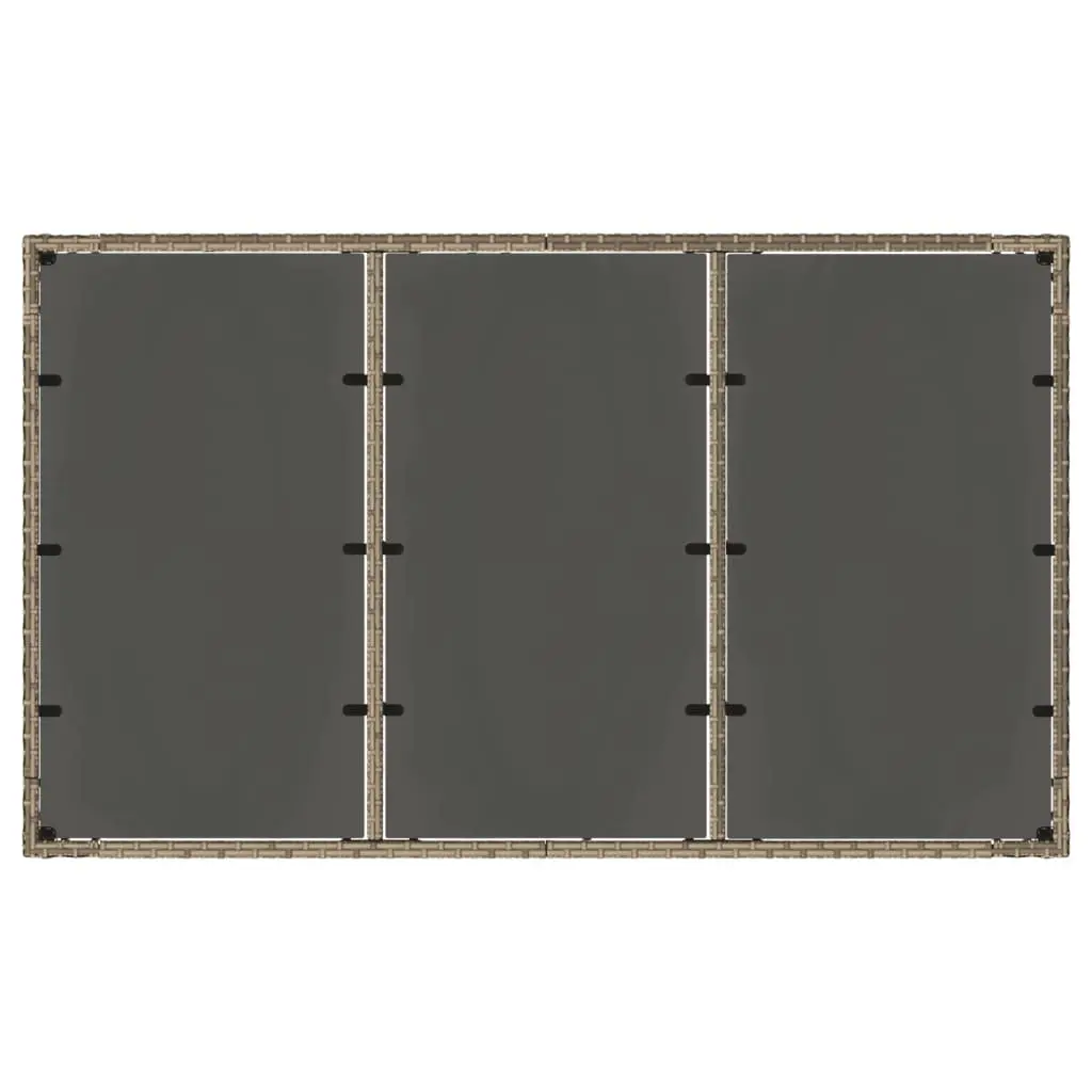 Garden Table Outdoor Patio Furniture Glass Top Grey Poly Rattan 150x90x75cm