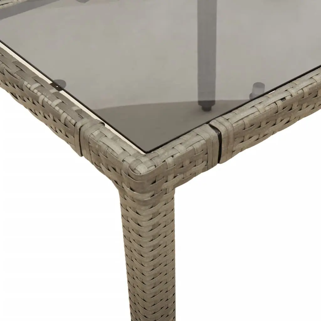 Garden Table Outdoor Patio Furniture Glass Top Grey Poly Rattan 150x90x75cm