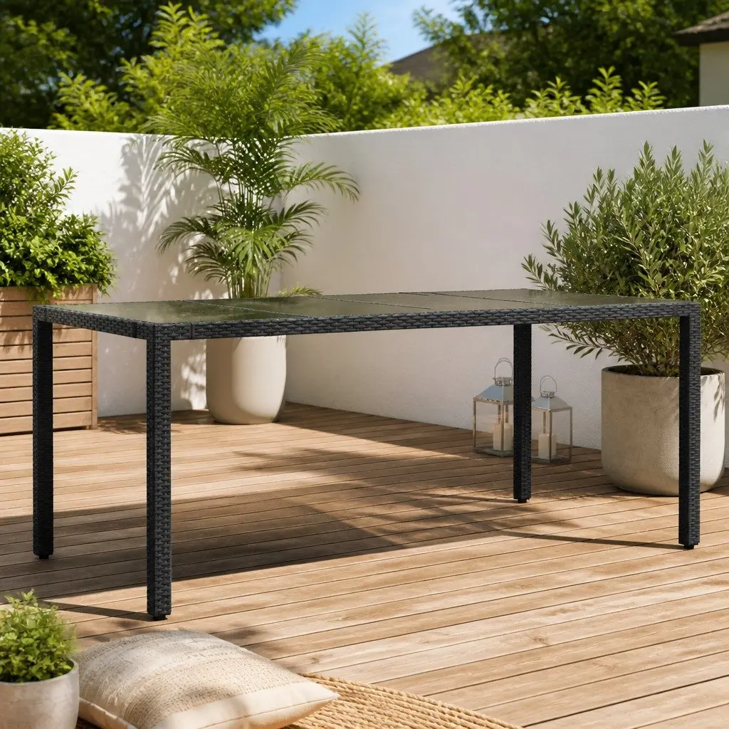Garden Table with Strong Glass Top