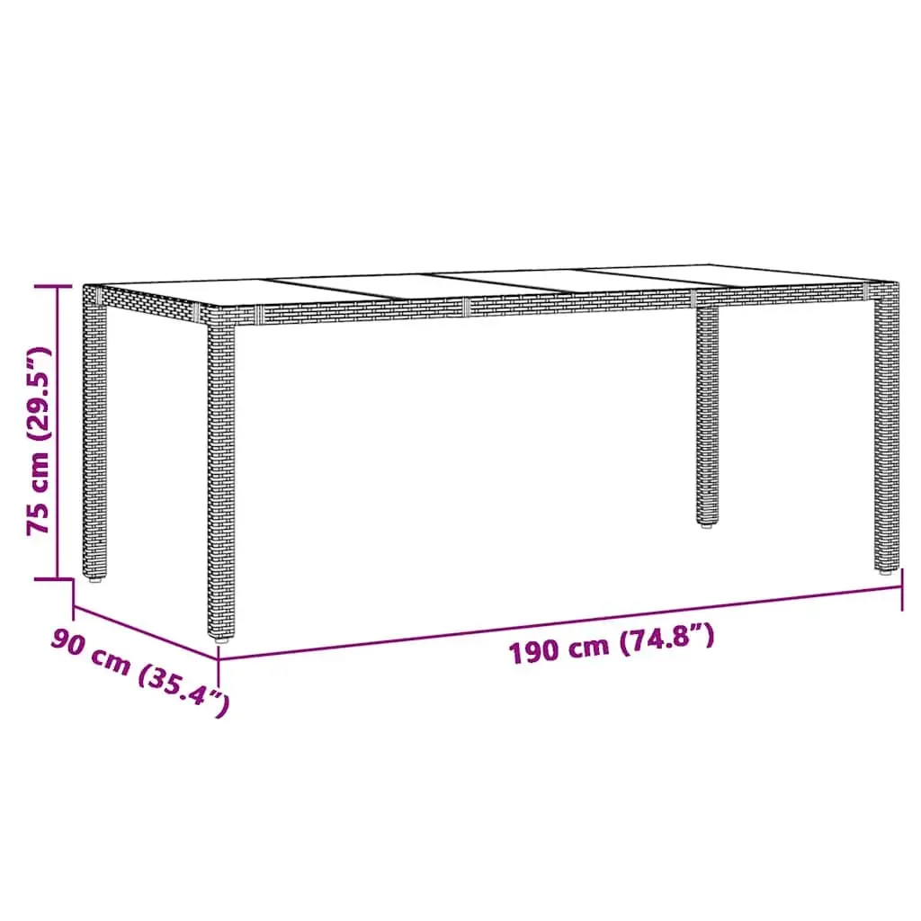 Garden Table with Strong Glass Top